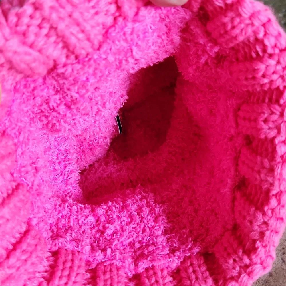 NWOT C.C. kids pink knit hat with pom pom top - Picture 6 of 6